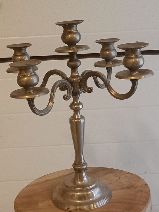 Retro świecznik srebrny 5 ramienny