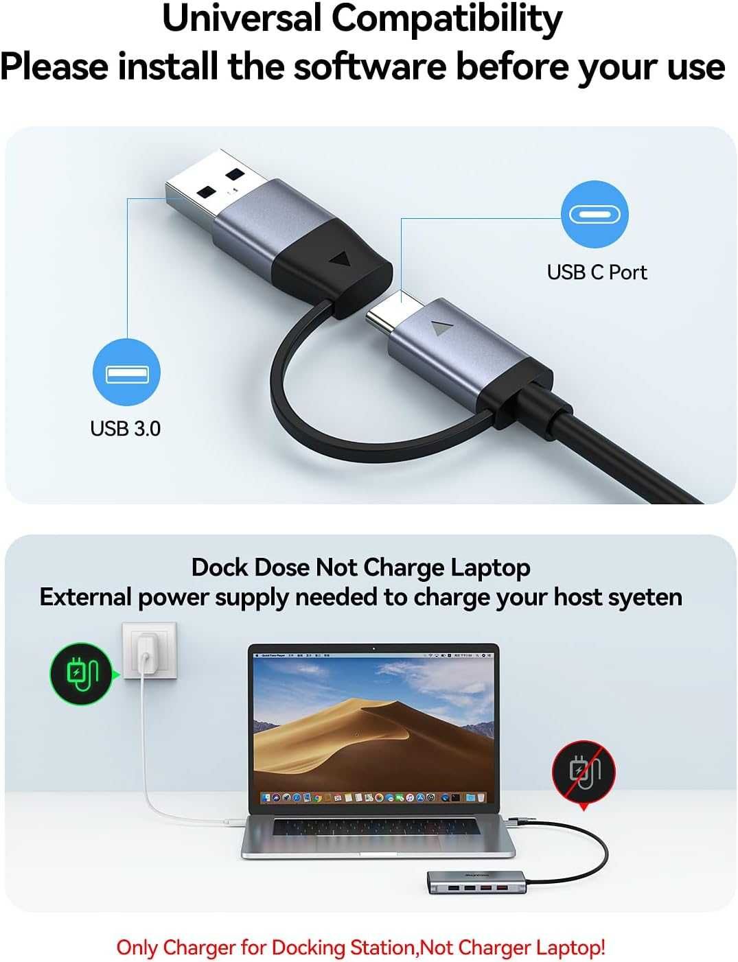 RayCue HUB USB 9w1 USB A3.0/USB C 2xHDMI,VGA,10 Gb/s USB3.1 i Ethernet