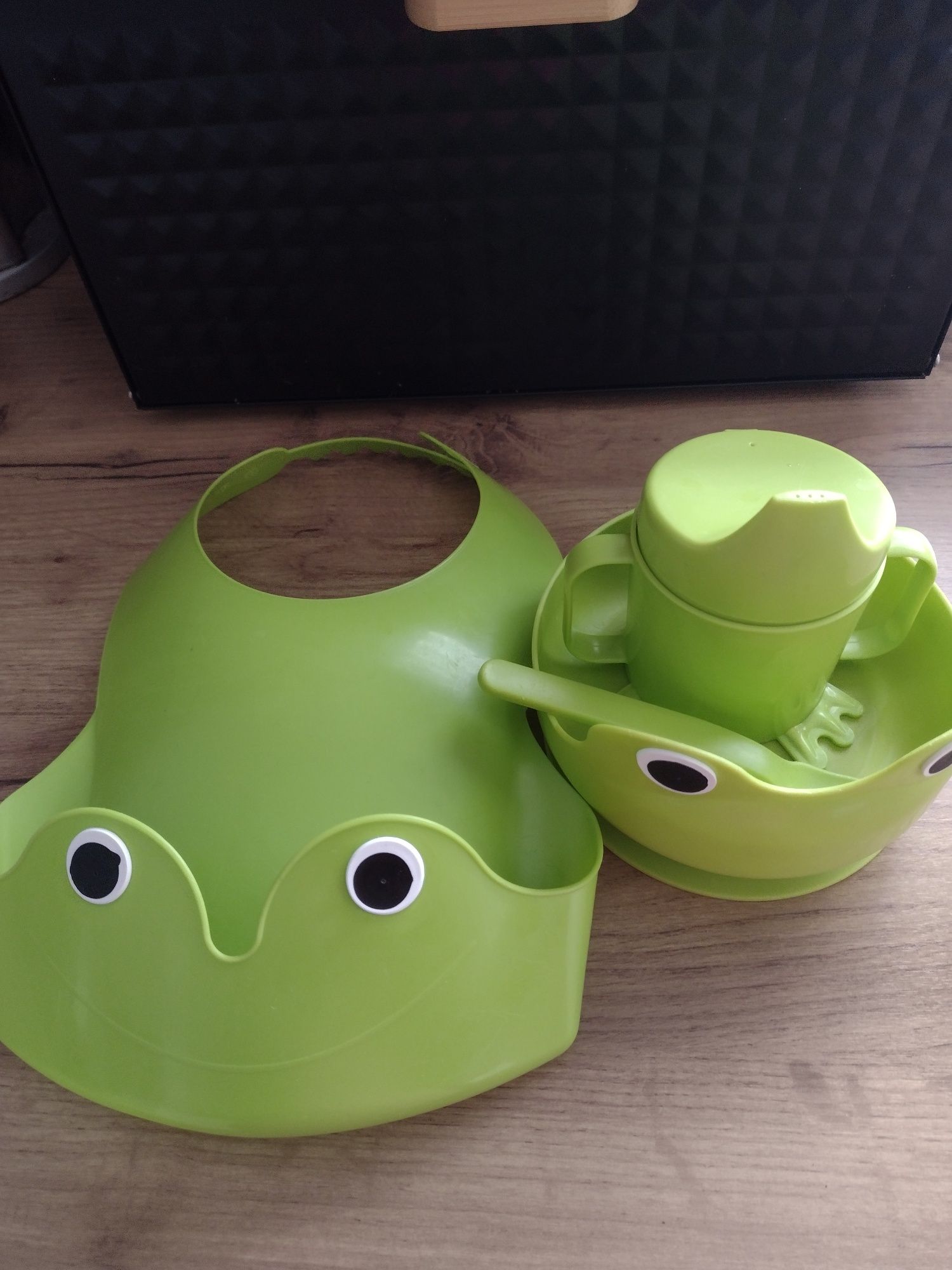 Zestaw Ikea żaba śliniak miska kubek łyżka