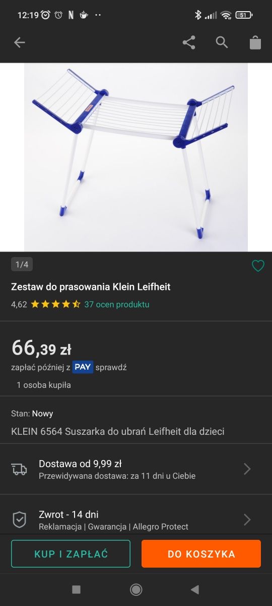 Suszarka na pranie klein leifheit