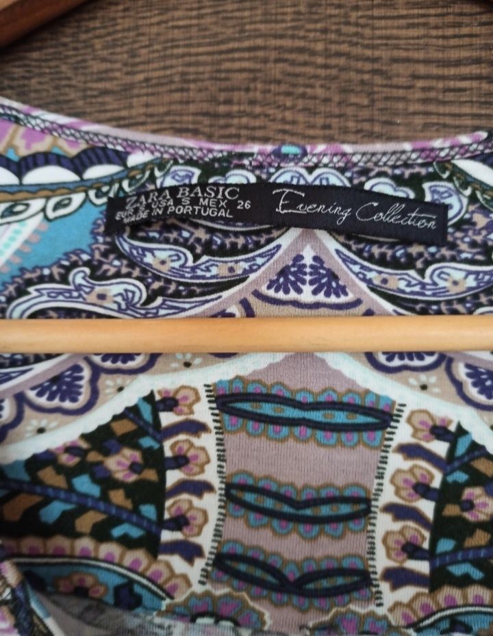 Tunika Zara z rękawem 3/4 etniczny wzor boho roz 36.