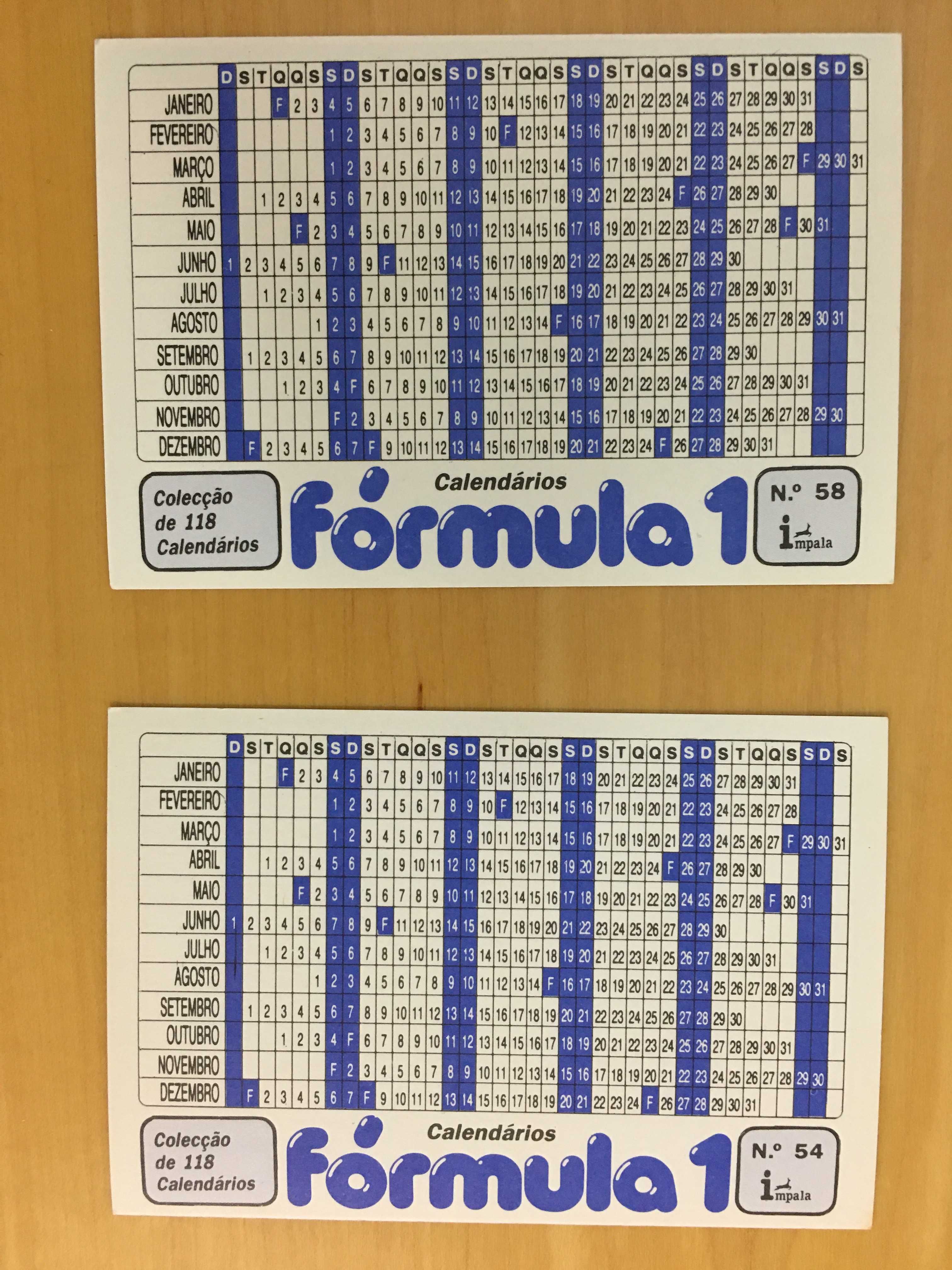 2 Calendários 1986 Capacetes Fórmula 1 (Portes incluídos)