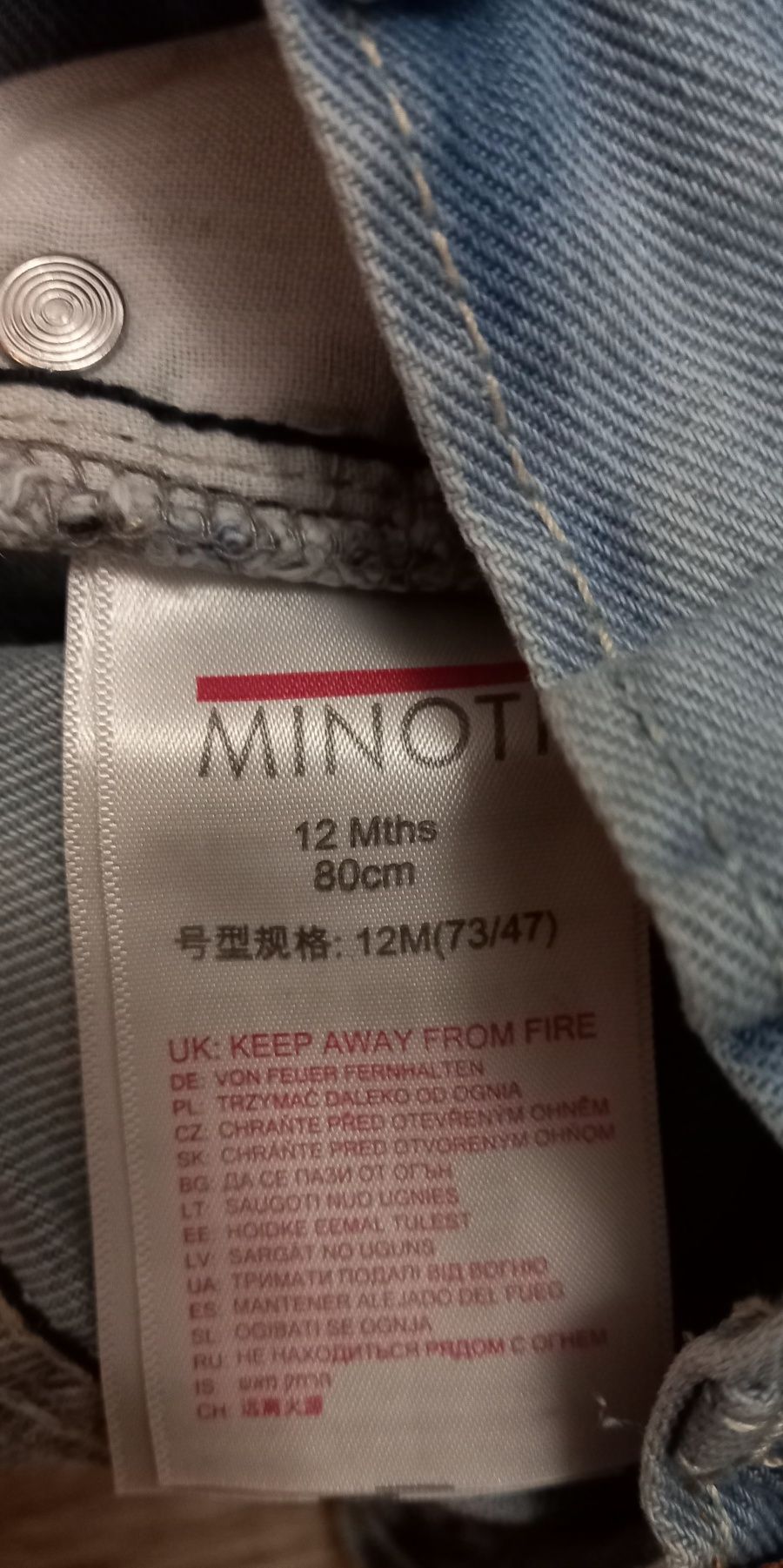 Minoti jeans/ spodnie rozm.80 cm