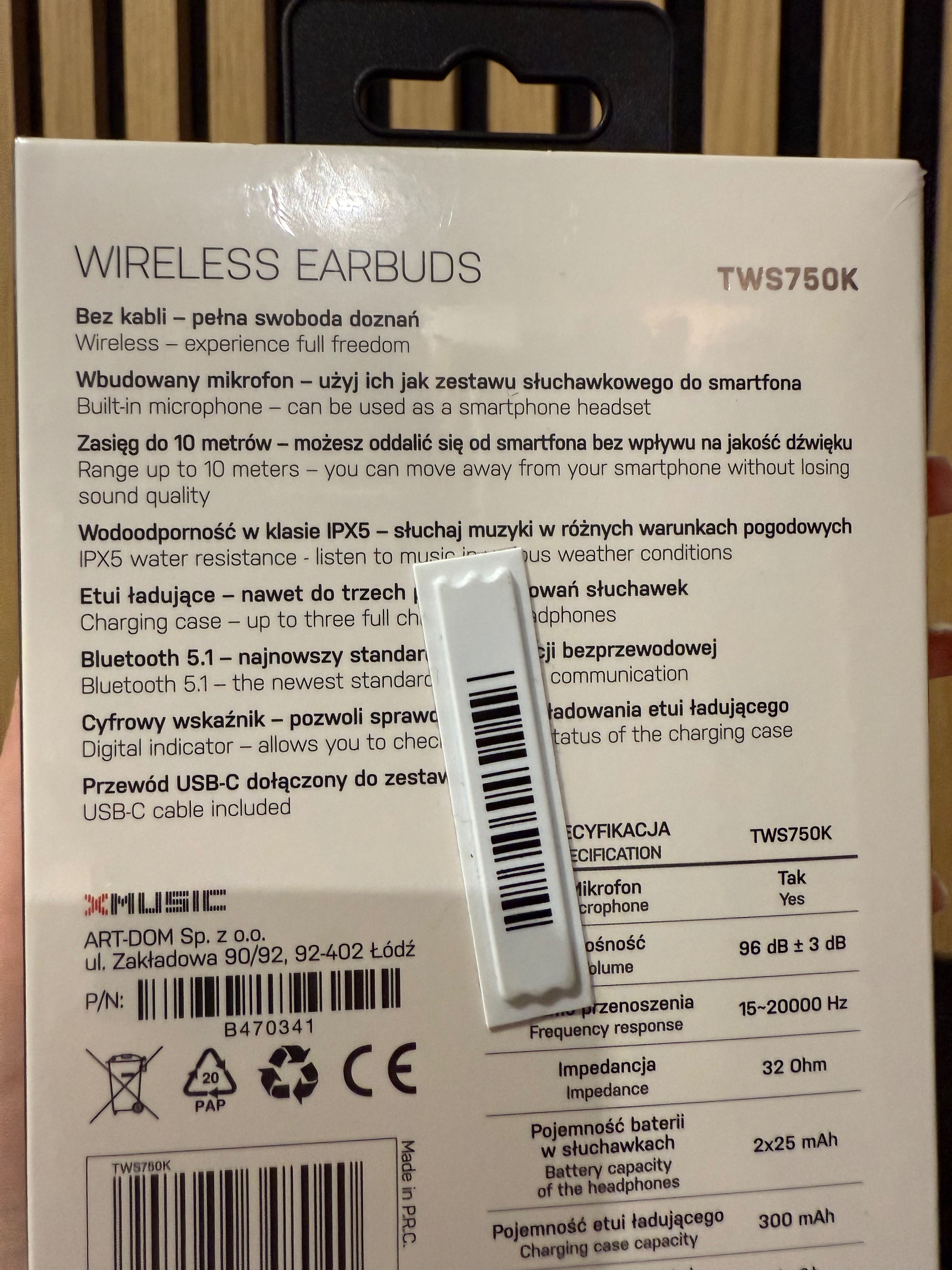 Słuchawki douszne XMUSIC TWS750K Wodoodporne Czarny