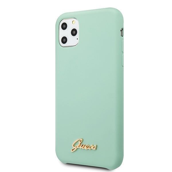 Etui Guess Silicone Vintage Gold Logo dla iPhone 11 Pro Max, Zielony
