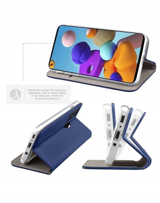 Etui Z Klapką Magnet Do Samsung Galaxy A21S Portfel Granatowe