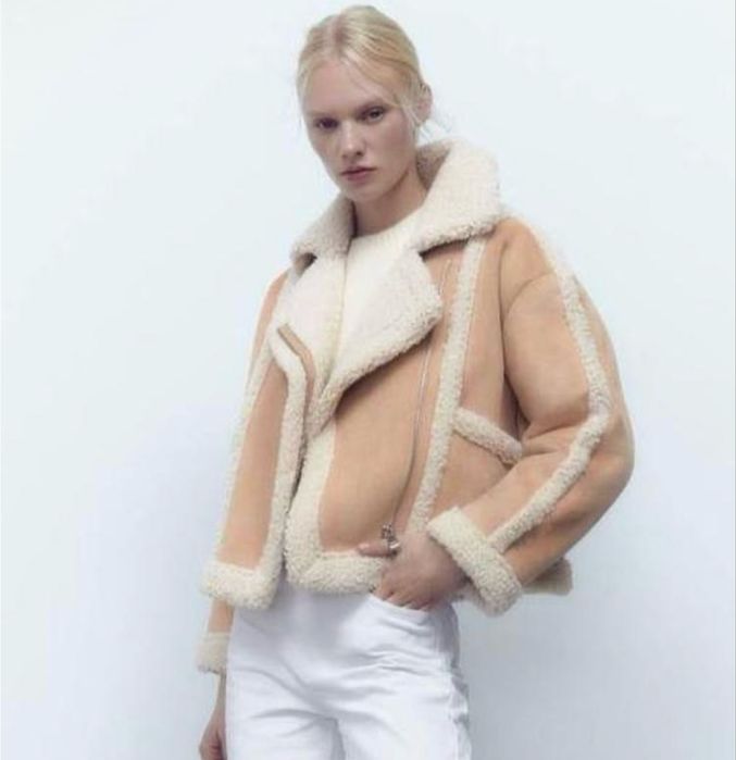 Укорочена куртка дублянка zara