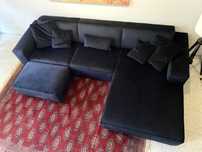 Ramaro Narożnik modułowy Garedo mini + pufa czarny velvet sofa kanapa