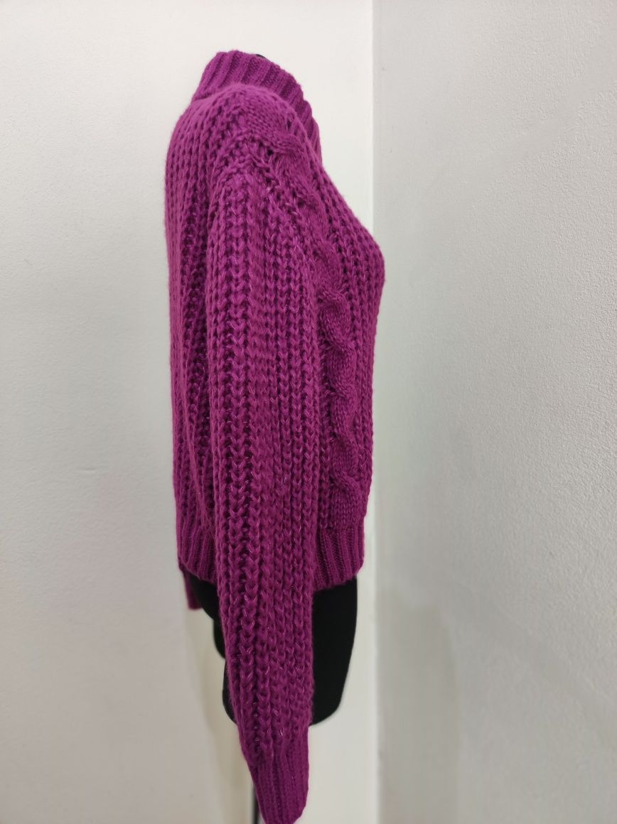 Sweter golf warkocz biskupi fiolet uni
