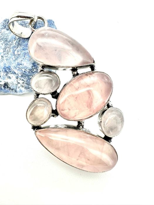 zawieszka, wisior kamień naturalny
Kwarc różowy. Próba 925