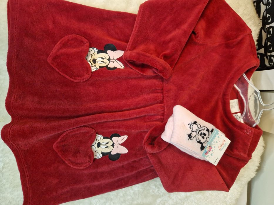 Sukienka H&M pluszowa. Święta, sesja. Nowe rajstopy. Minnie