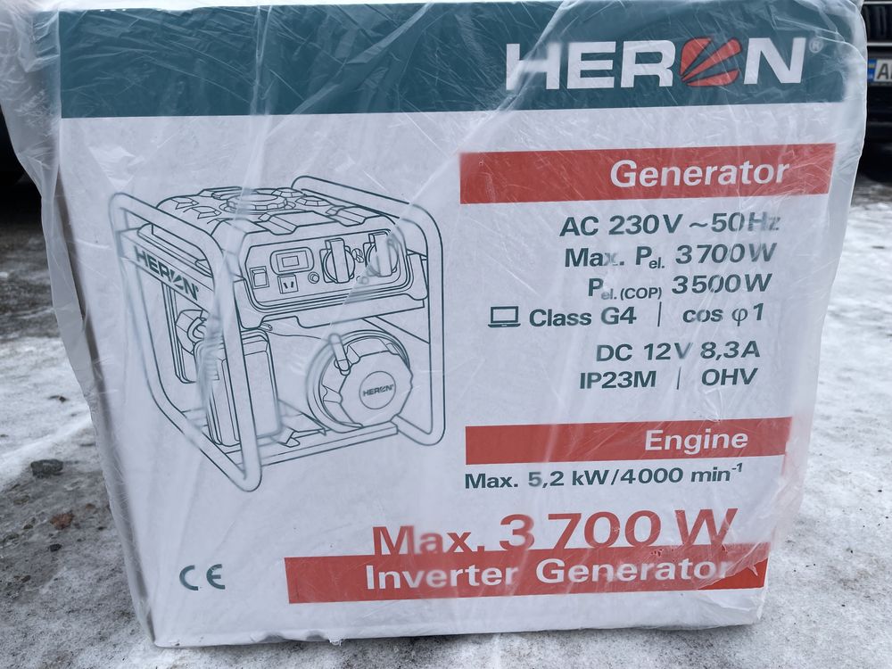 Генератор інверторний бензиновий HERON 3,7кВт
