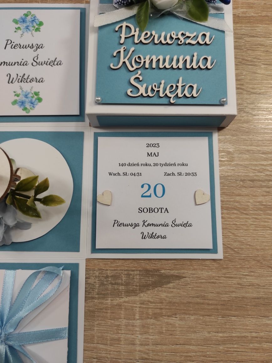 Pamiątka Pierwszej Komunii Świętej, exploding box, prezent