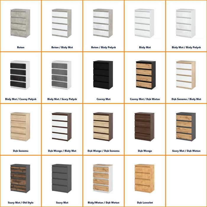 Komoda Mała Nowoczesna Hugo 60cm Szafka Salon Sypialnia 4 Szuflady