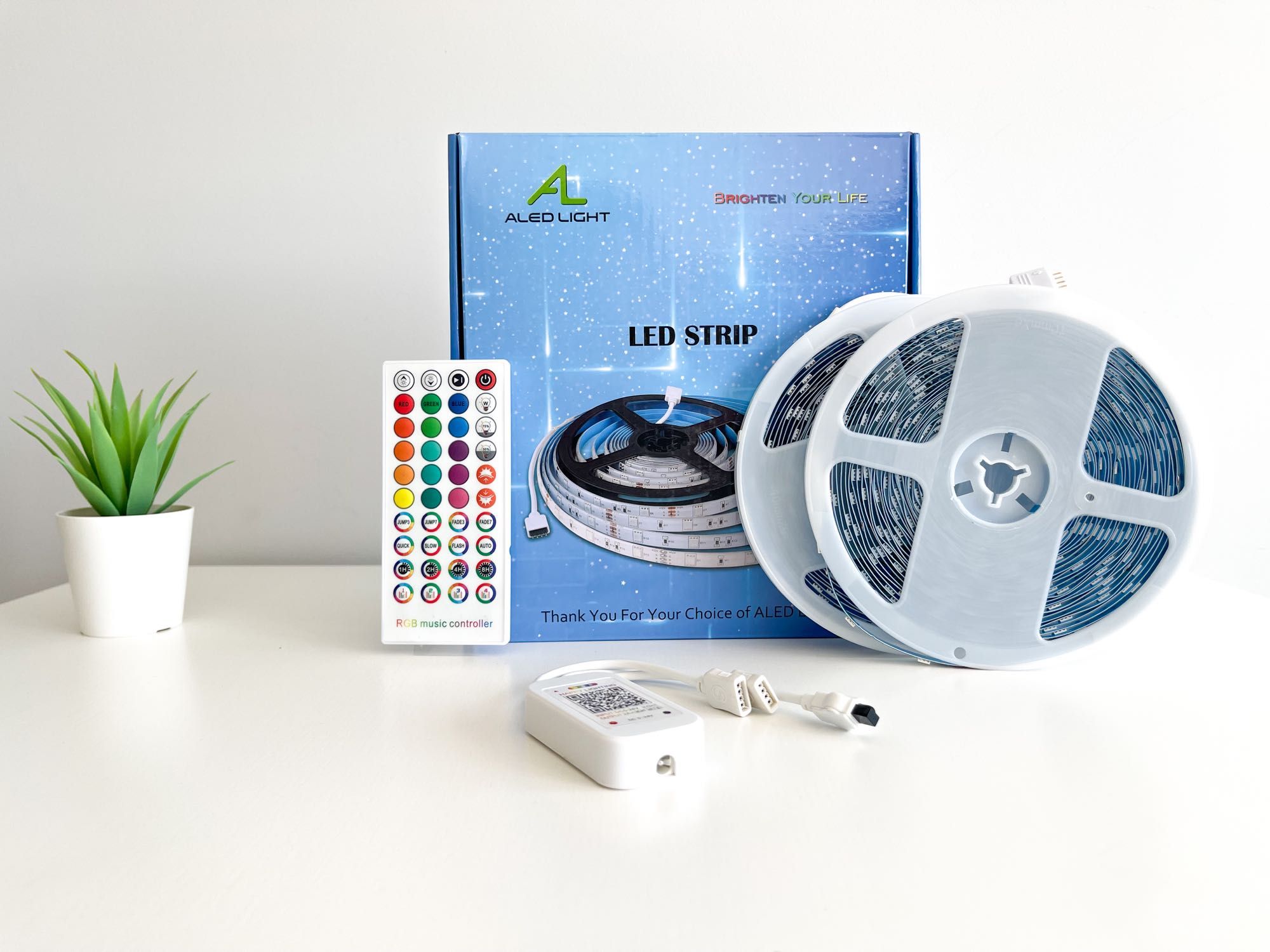 Kit Fita LED 20 Metros (RGB + White) com Bluetooth ALED - NOVO/SELADO