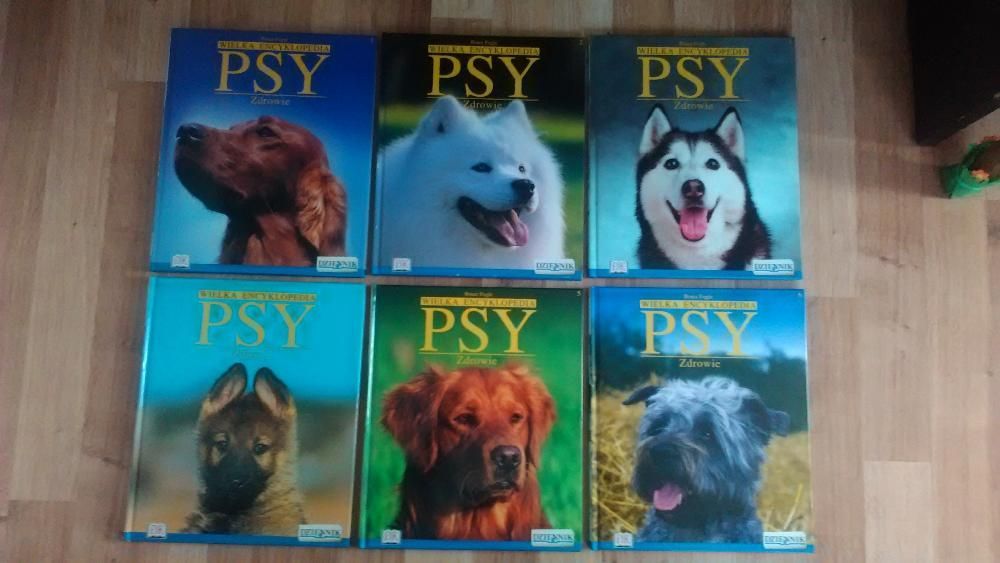 "Wielka Encyklopedia PSY" plus dwa albumy "Psy rasowe" i "Szczeniaki"