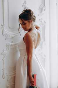 Платье свадебное миди белое на роспись