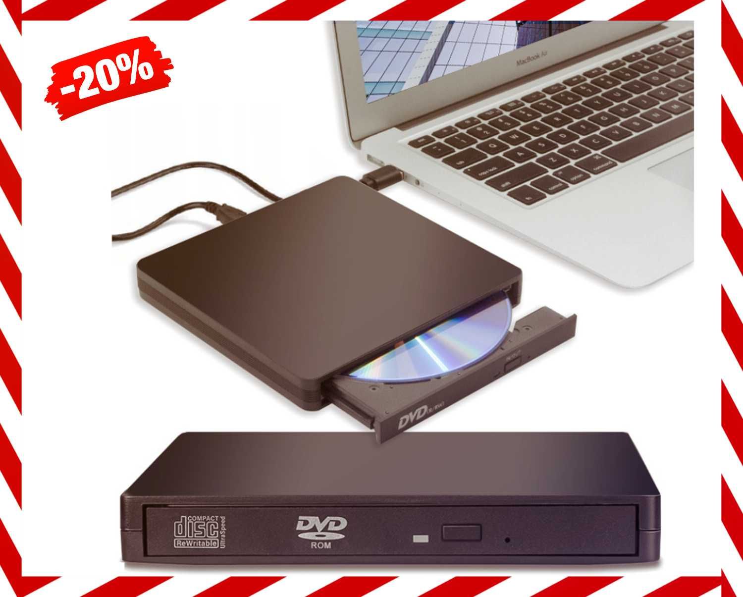 Nowoczesny Napęd CD-R/DVD-R/RW Zewnętrzny USB Nagrywarka (Wyprzedaż)