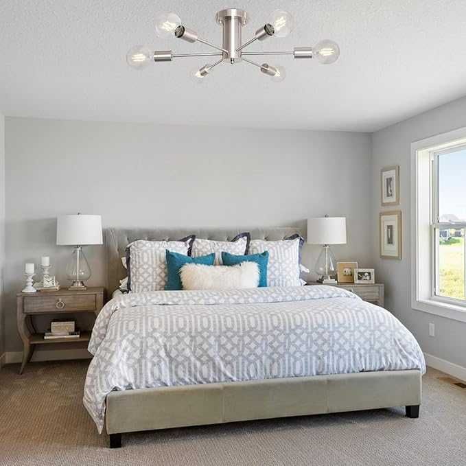 Lampa Sufitowa Vintage E27, 6-ramienna, Srebrny Nikiel Ø 56 cm