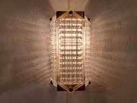 Kinkiet mosiężny lampka nocna kryształ Belysning Facette Szwecja 60-te