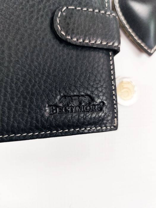 NOWY zestaw Czarny portfel i brelok serce prezent skórzany męski