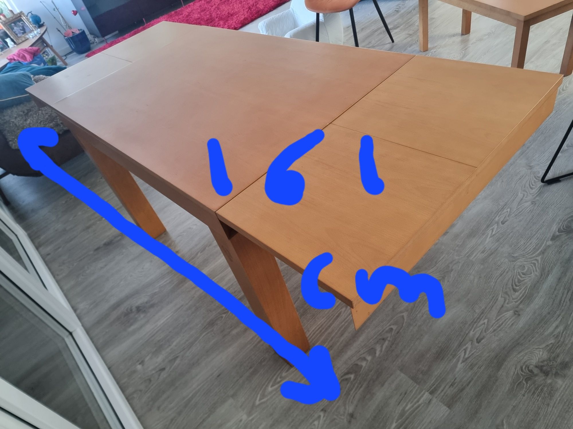 Mesa de jantar extensivel em 3 posições : 120 ou 161 ou 201 cm.