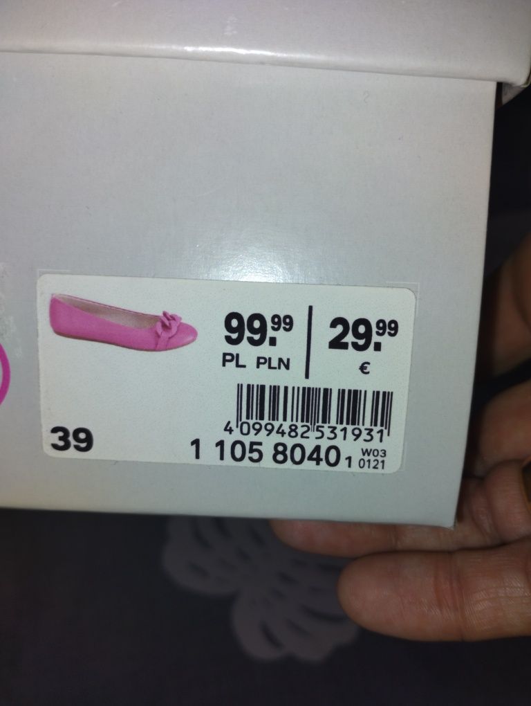 Balerinki różowe fuksja buty na wiosnę lato