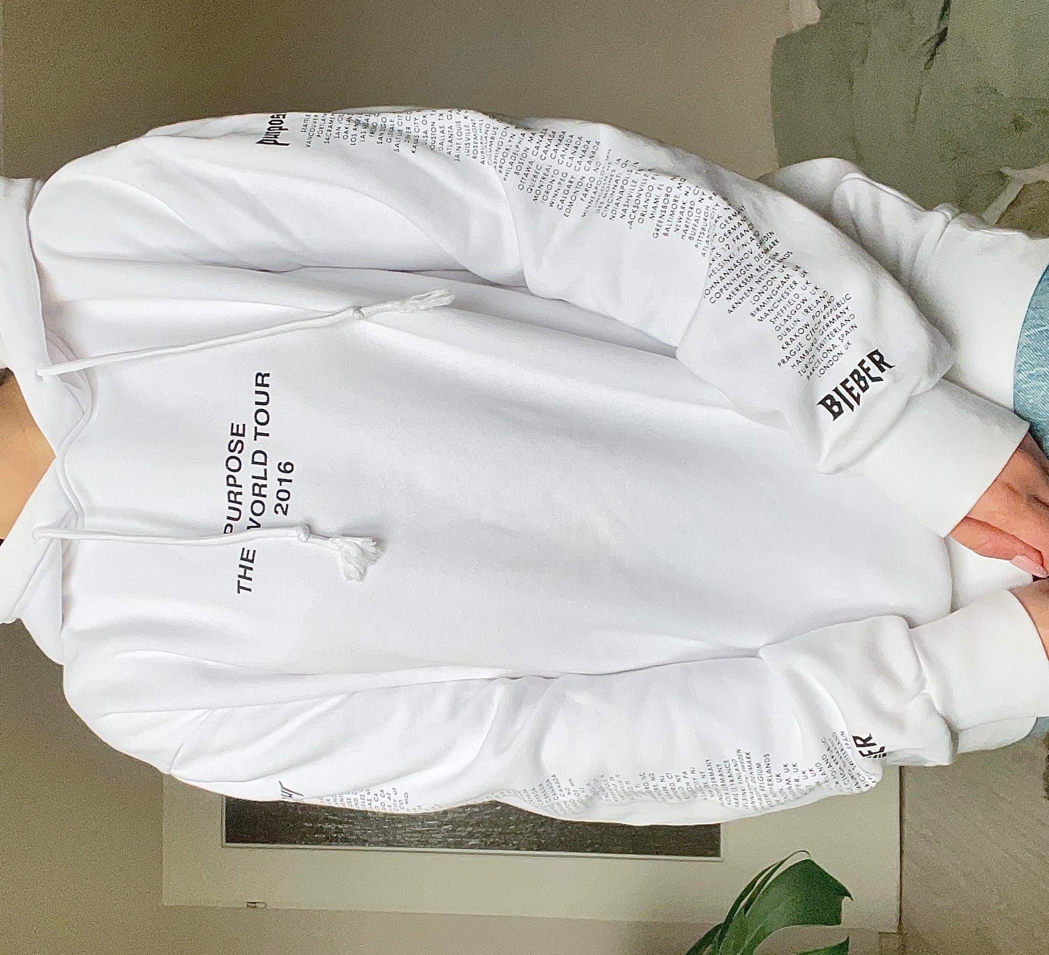 Biała bluza z kapturem Bieber Purpose Tour H&M