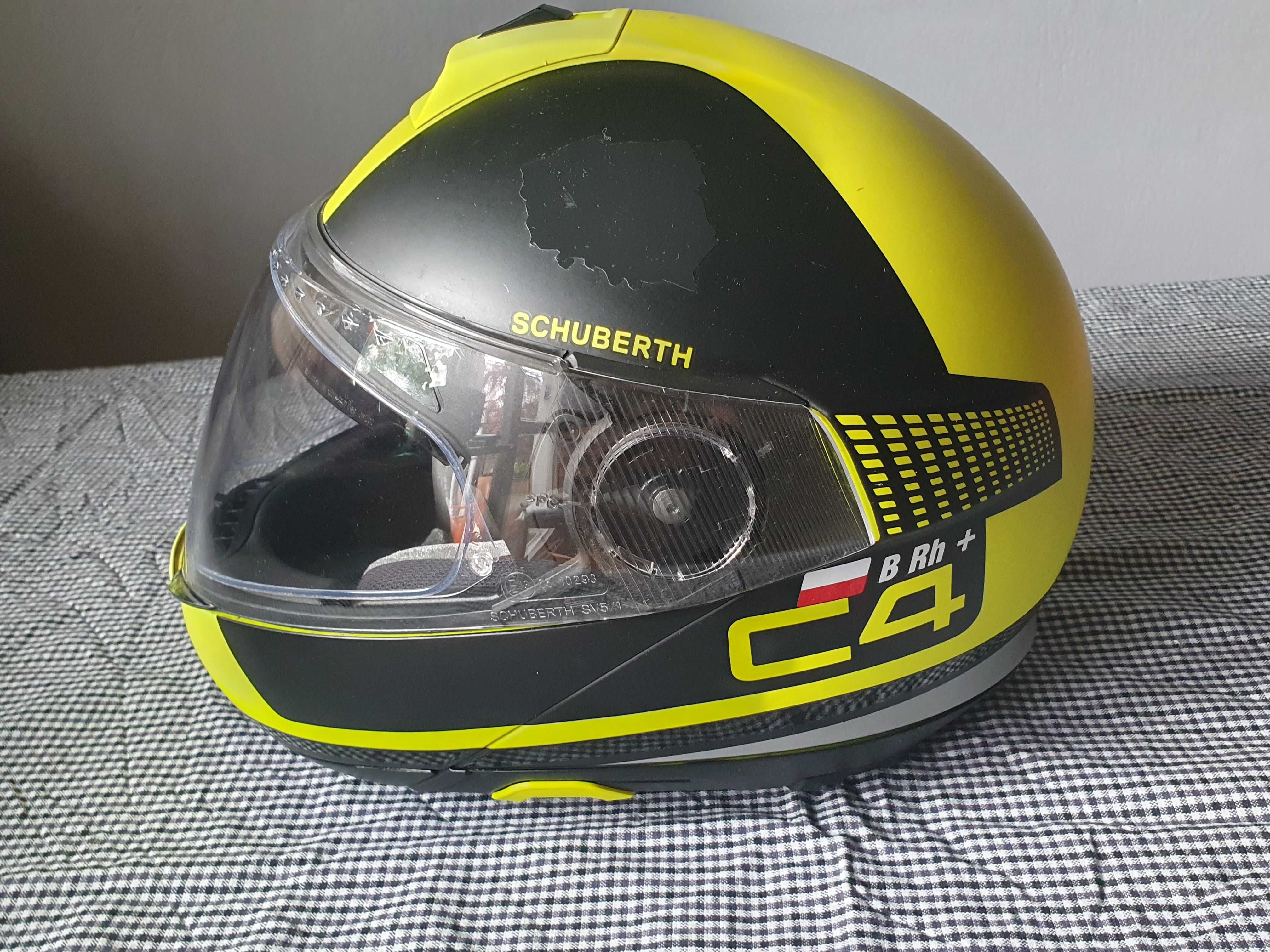 Kask Schuberth C4, interkom SC1, szyba, wysciółka, kołnierz, fluo M