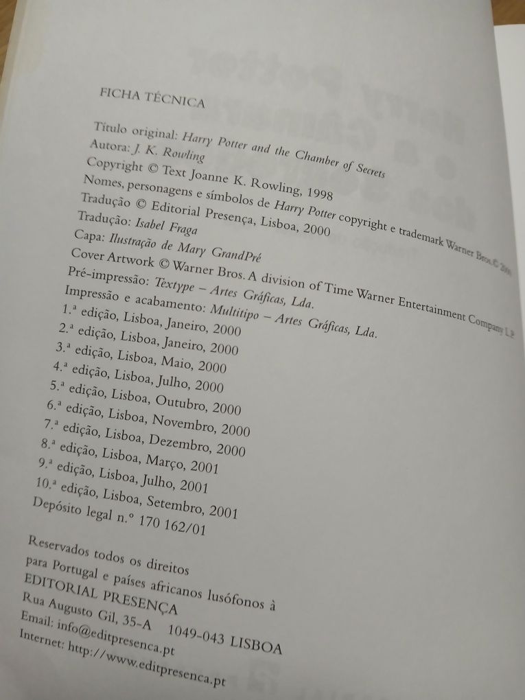 Livro Harry Potter e A Camara dos Segredos (10º edição)