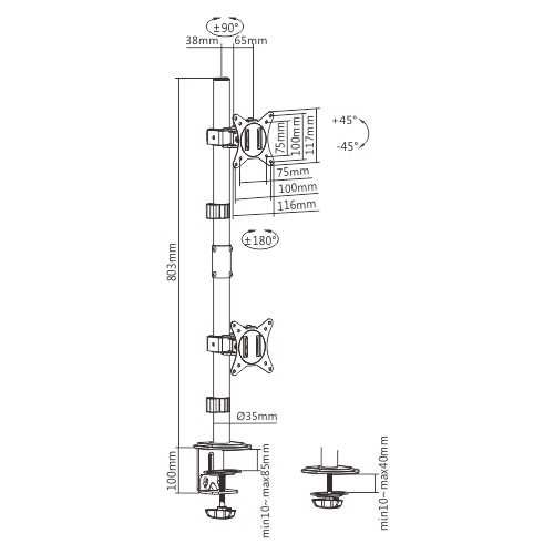 17"-32" Кріплення для моніторів Brateck LDT66-C02V