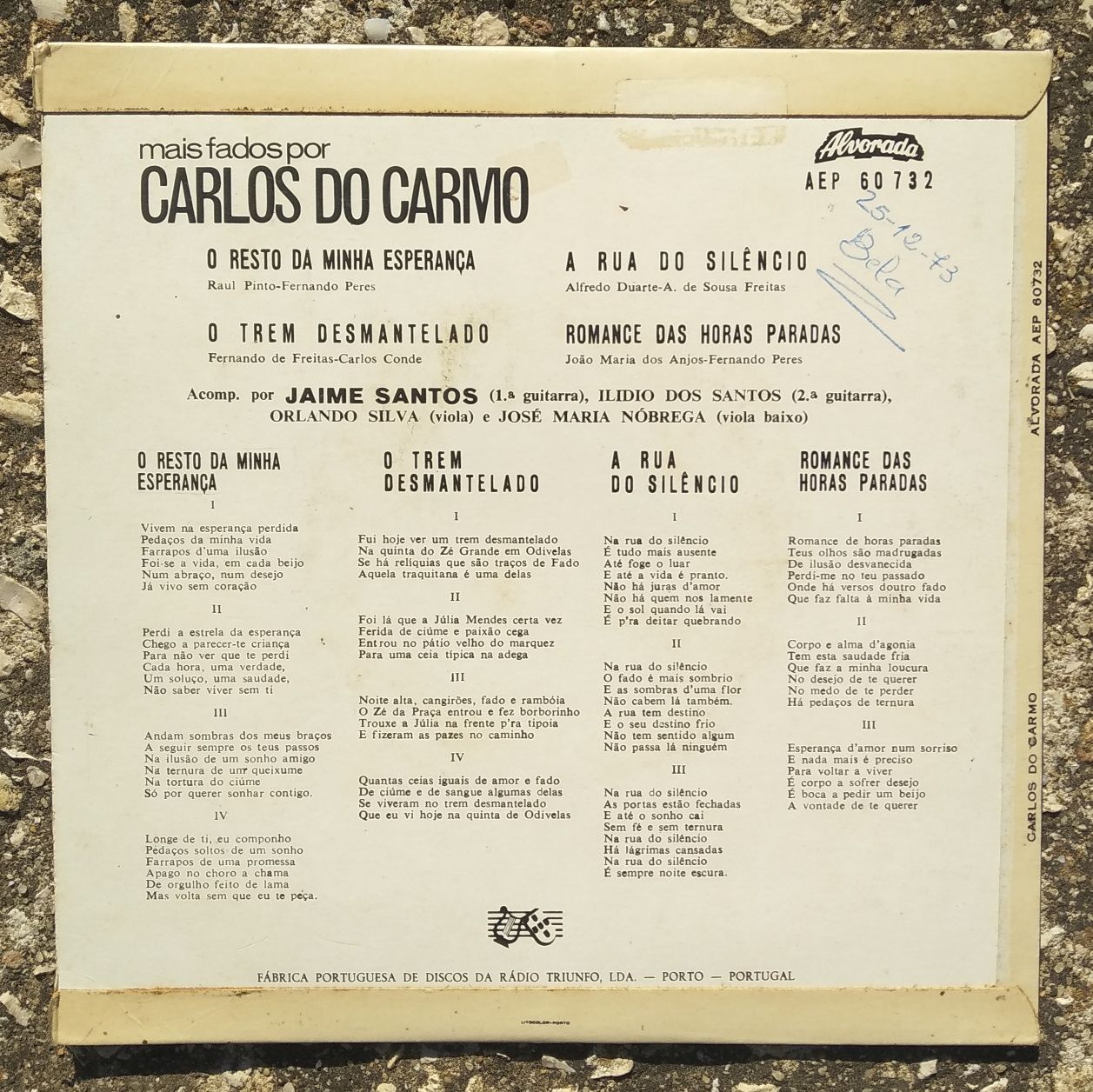 Vinil do fadista Carlos do Carmo