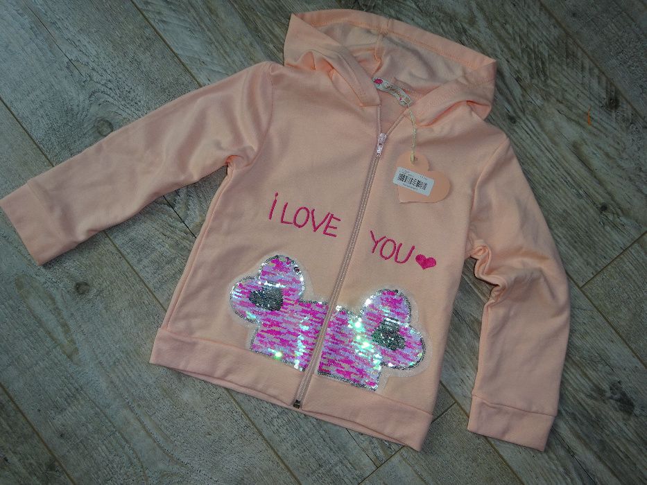 Bluza rozpinana z kapturem r.86,104