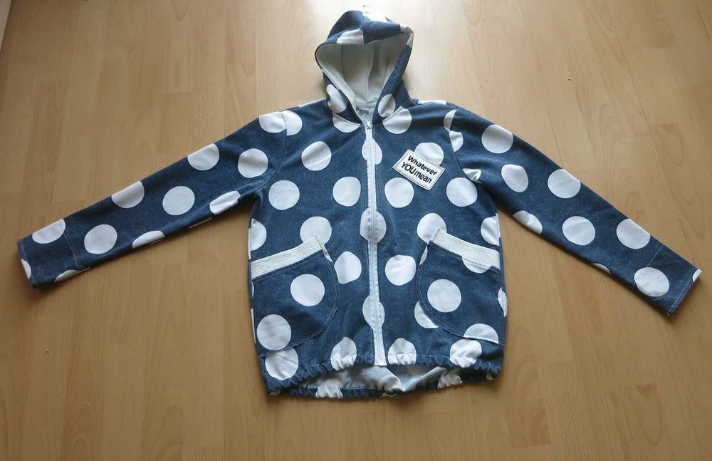 Bluza granatowa w białe kropy r. 146