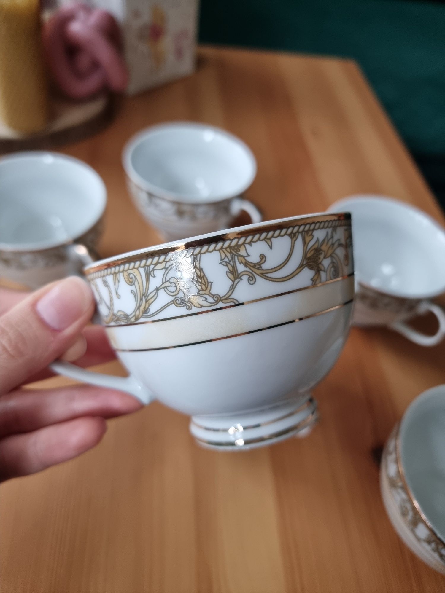 Zestaw filiżanka spodek 6 szt nowy komplet porcelana Gambini studio