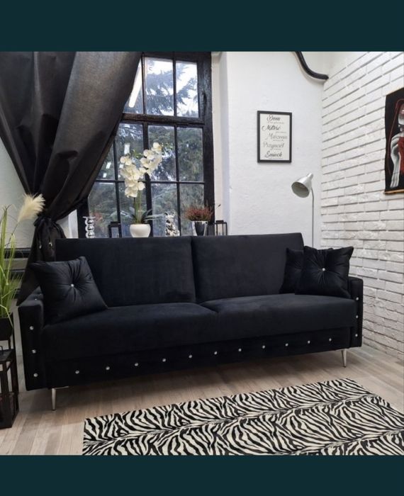 Sofa rozkladana welurowa wymiary 212 cm, spanie 190x116