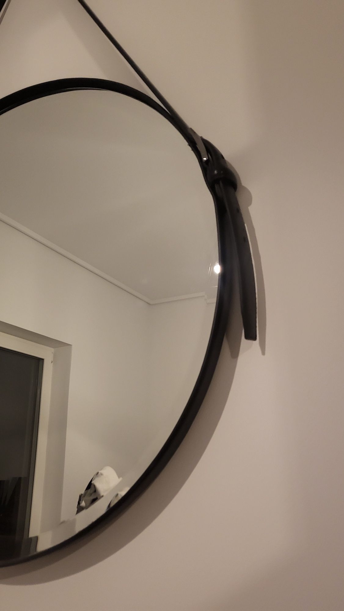 okrągłe lustro loft industrial na pasach śr 55cm,