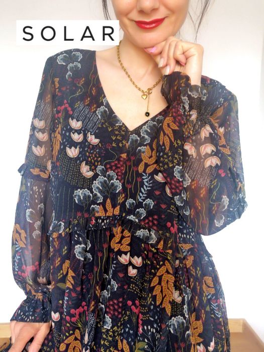 Sukienka Solar luźna 42 oversize kwiaty kwiatuszki ciążowa boho midi d