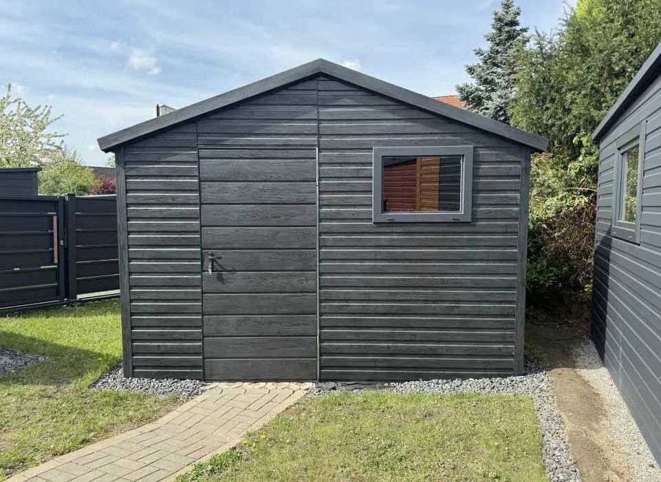 Garaż blaszany premium drewnopodobny 3x5 blachodachówka