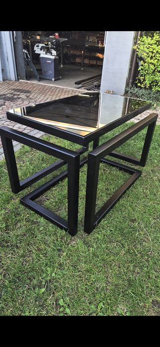 Stolik loftowy z lustro weneckie led