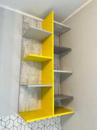 Półka szafka wisząca regał na książki biblioteczka szaro żółta