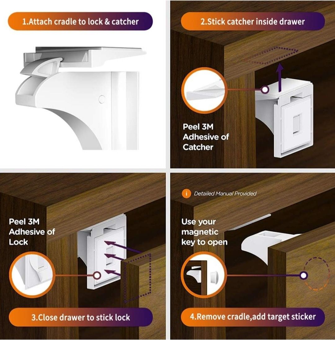12 sztuk Magnetyczne zamki zabezpieczające przed dziećmi