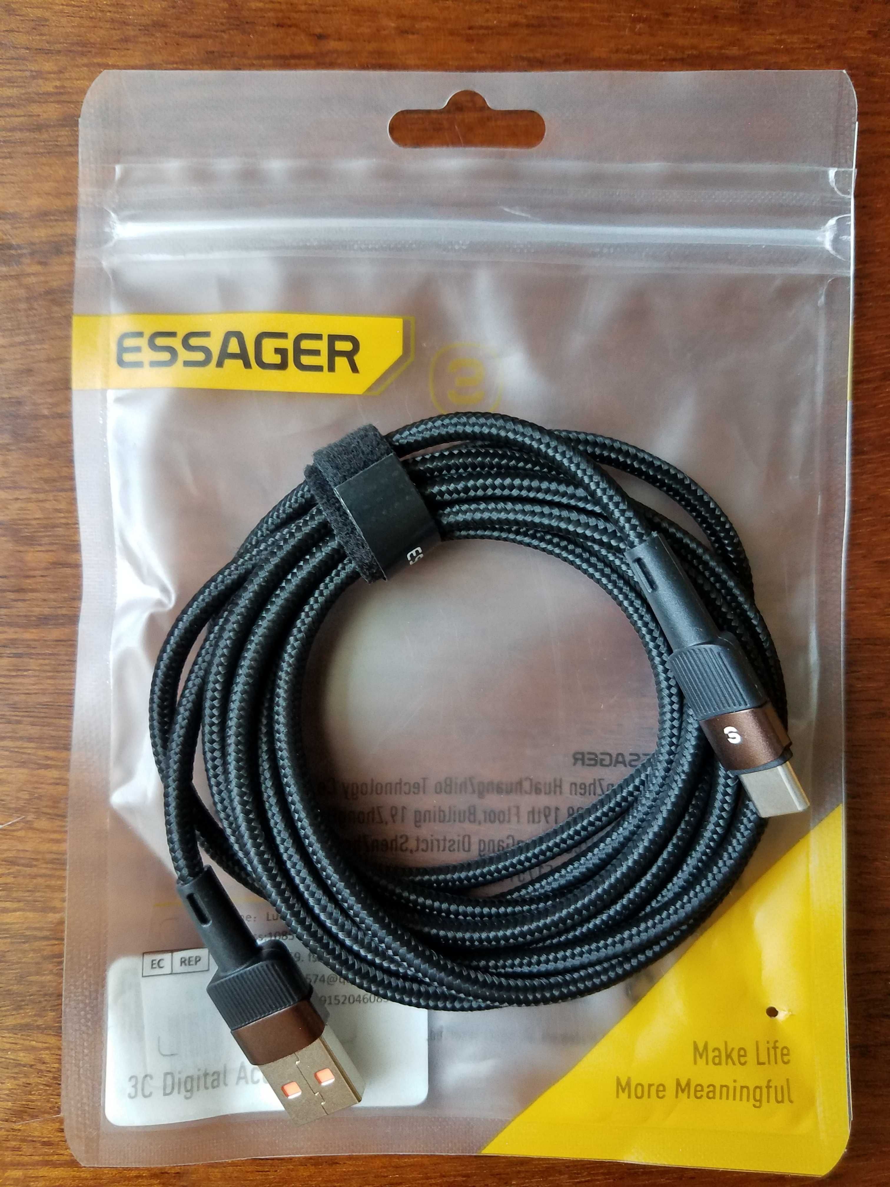 Гарантия! 6A, 2 метра Essager 2м кабель быстрой зарядки USB-C type-C