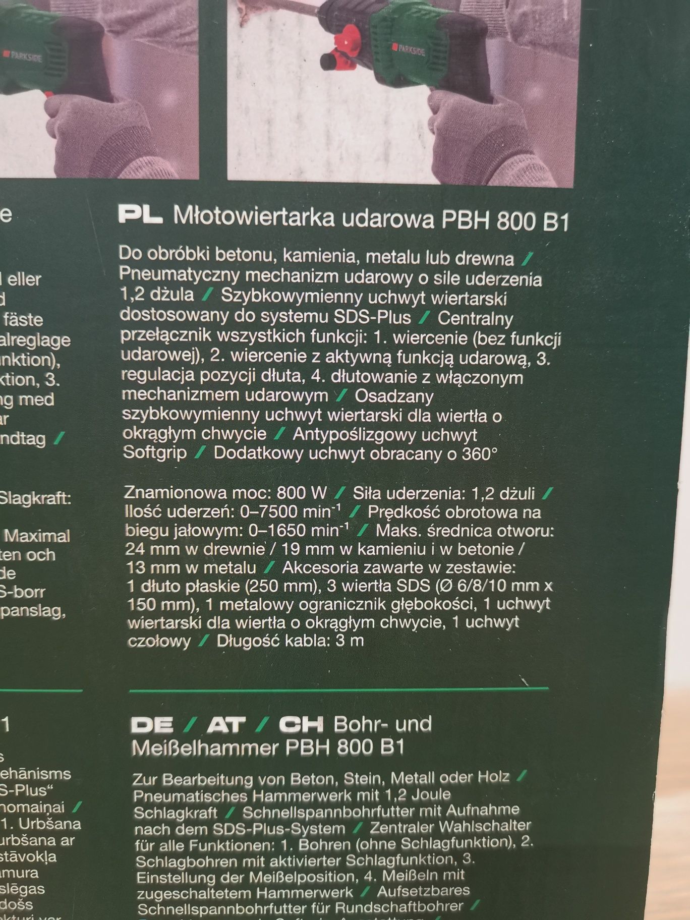 Młotowiertarka udarowa PARKSIDE