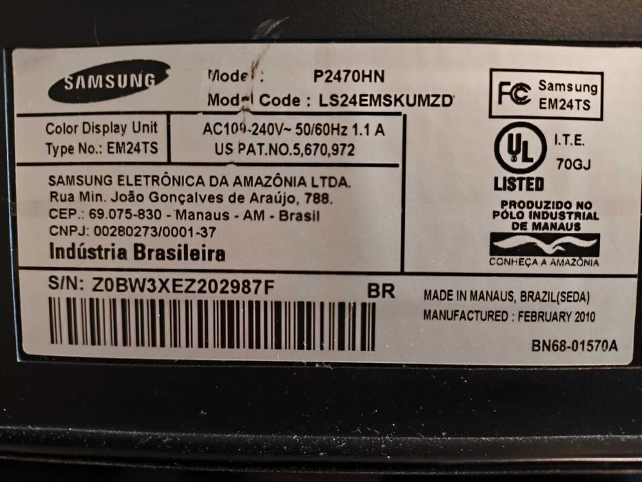 Monitor TV 24” Samsung Full HD LS24EMSKUMZD (1080p)