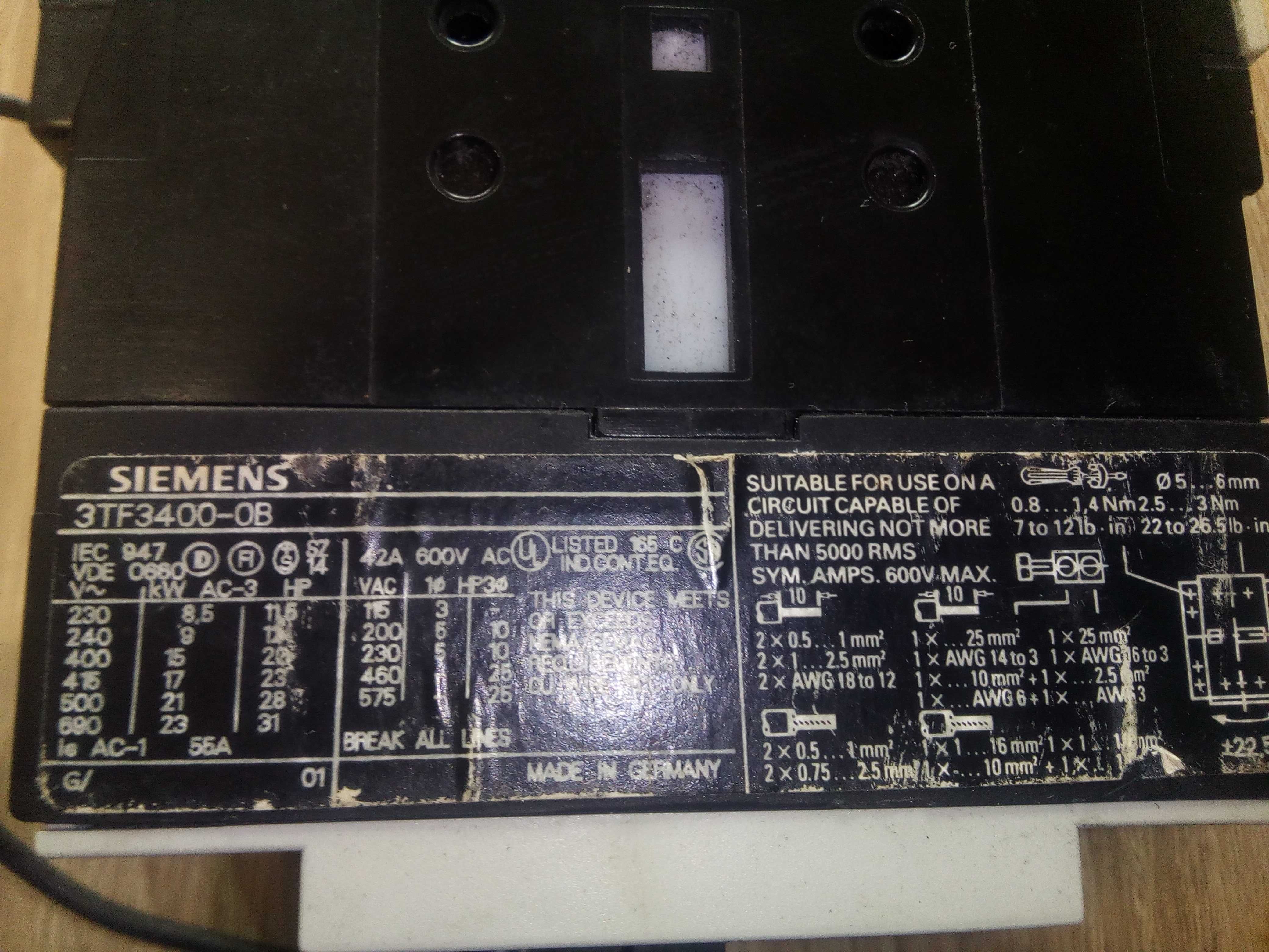 Контактор SIEMENS, 15кВт, 3TF3400-0B. Вживаний