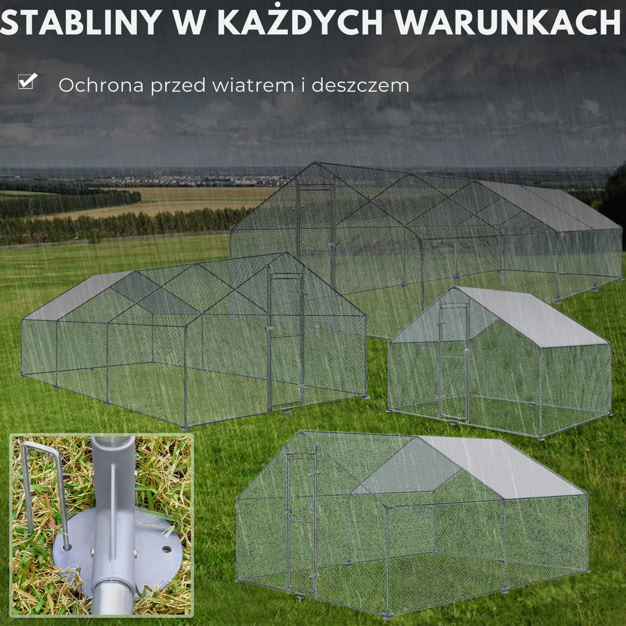 WOLIERA Dla Kur Niosek Kaczek Kotów Drobiu Kurnik Zagroda Wybieg3x8x2m