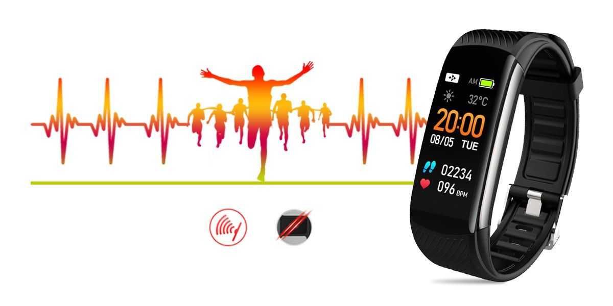 NOWY Smartband Rubicon Czarny Rnce59-5 + Pasek Różowy