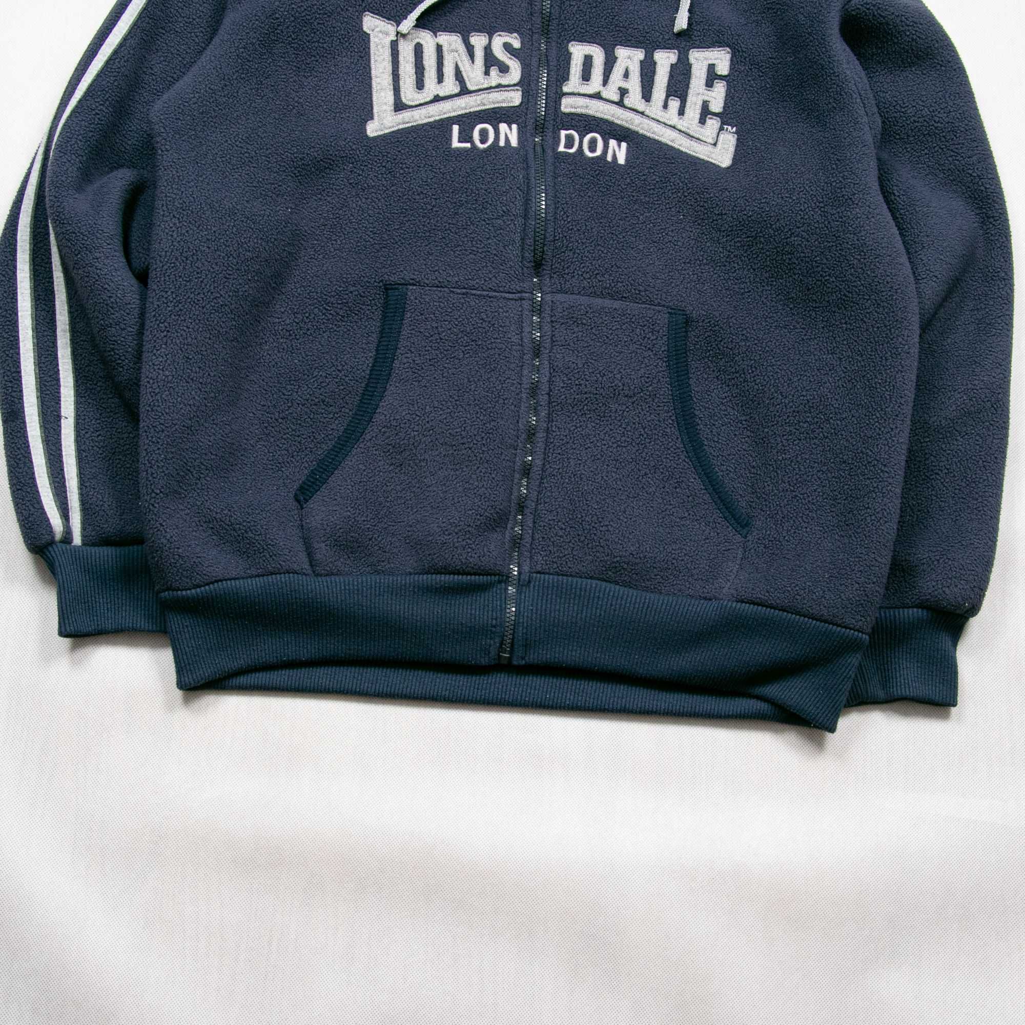 Lonsdale y2k fleece oversize hoodie zip bluza polarowa z kapturem L
