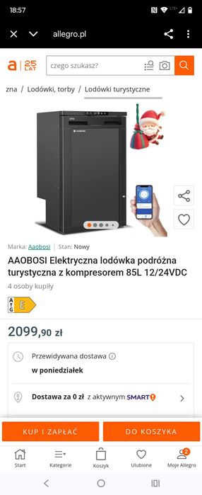 AAOBOSI Elektryczna lodówka podróżna turystyczna z kompresorem85L nowa